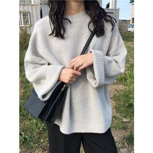 Harteen Loose Korean Fashionable High Street Autumn Winter All Match Sweater Trend Female Long Sleeve Sweater Pullover Femme Top