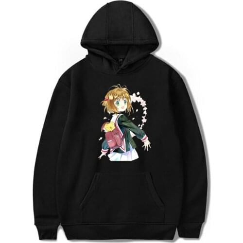 Japan Anime Sakura Card Captor Hoodie Women Men Hip Hop Sweatshirts Coat Harajuku Thin Velvet Warm Tops Printed Hooded Tracksuit