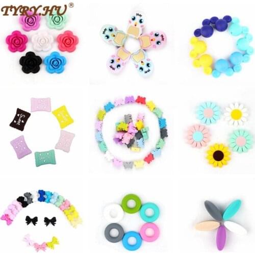 TYRY.HU 10pcs Silicone Beads Baby Teether Cute DIY Food Grade Silicone Rodent Toy Nurse Gift Accessories BPA Free Baby Products