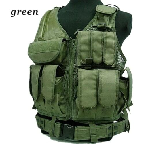 Outdoor Men Combat Molle Vest Lightweight Armor Vest Mesh Breathable Duty Vest Gun Holster Pouches Military Equipment Tactical