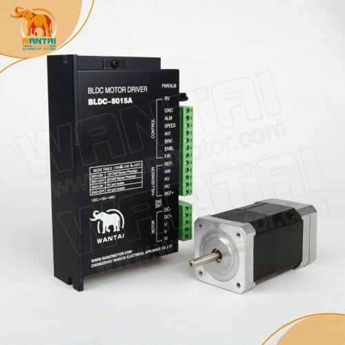 High Quality! 42BLF02, BLDC-8015A, 80VDC,5000RPM Driver & 3D CNC Wantai Nema 17 Brushless DC Motor 4000RPM, 24VDC,52W