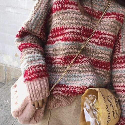 Fringe Woman Sweater Pullover Winter Loose Version Frock Turtleneck Languid is Lazy Style Korean Hybrid textile Joint Thicken