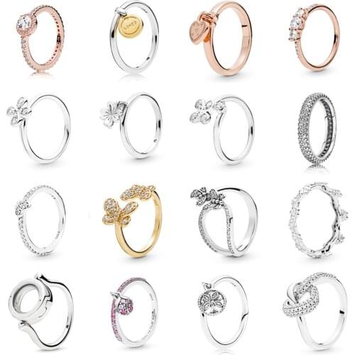 NEW 2021 100% 925 Sterling Silver Butterfly Flower Ring Women Fit DIY Original Bracelet Fshion Jewelry Gift