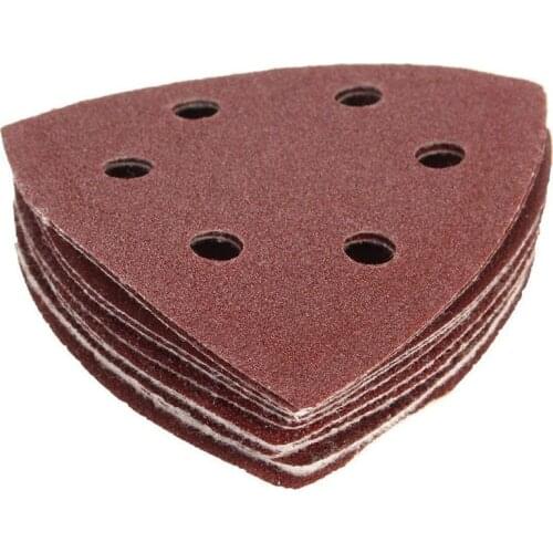 10x Nylon Delta Sand Paper Pads - 90mm Triangles - 40, 60, 80, 100 & 120 Grit Sanding Sheets