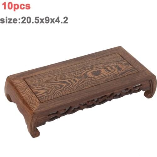 10pcs Wooden Retro Base Shelf of Fish Tank Flower Vase Bonsai Stand Artical Decor Pedestal Square Craft Teapot Base Natural wood