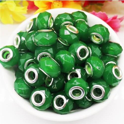10Pcs New Handmade Jelly Color Cut Faceted Big Hole European Beads Charms Fit Pandora Bracelet Necklace Women DIY Hair Beads