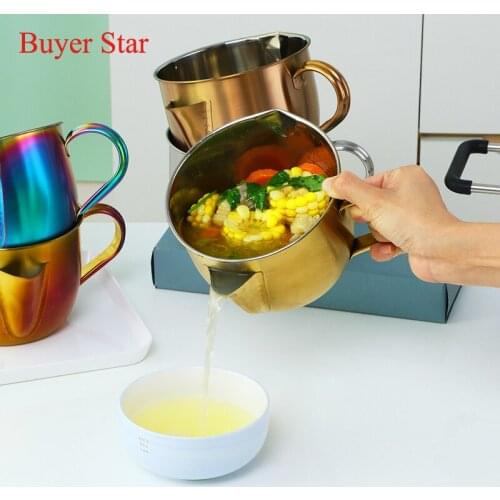 1000ML Gravy Grease Oil Soup Fat Separator Bowl Stainless Steel Separator Bowl Pan Cooking Gadgets Pot Kitchen Utensils