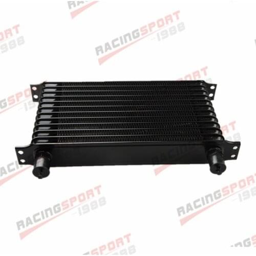 12 Row AN10 Universal Aluminum Engine Transmission Oil Cooler Trust Style Black