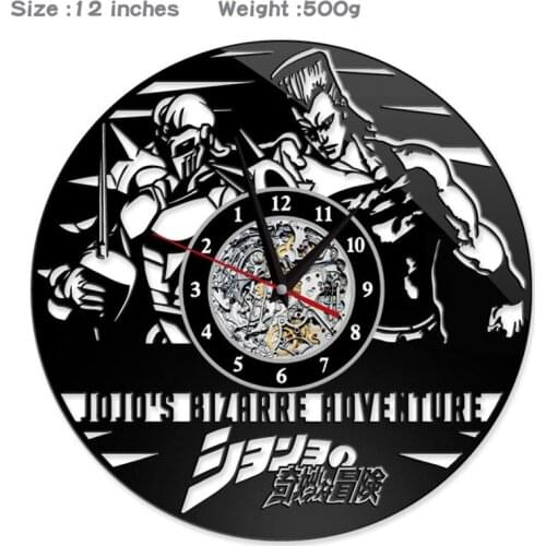 12" Vinyl Record Wall Clock Jo Jo Adventure Style Clocks for Living Room Silent Vintage CD Hanging Clock