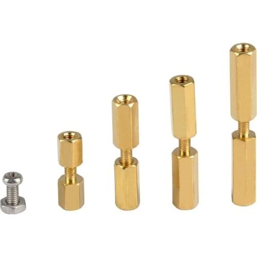180 Pcs Brass Spacer Male Female Threaded Spacers M2.5 Male Female Hex Brass Spacer Sleeve Screws Nuts Assorted Kit