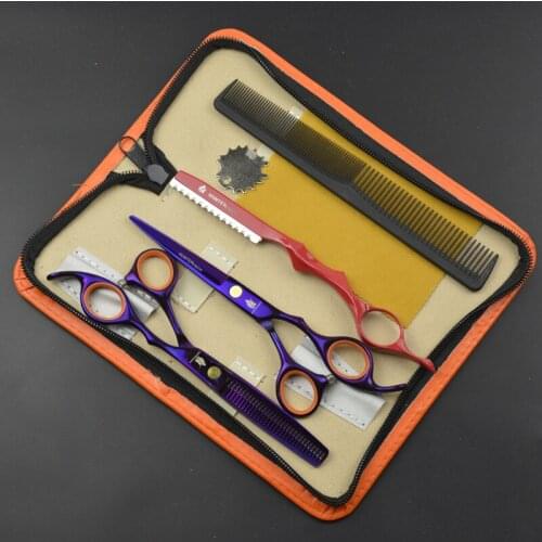 30% Off HT9162 Stainless Steel Scissors For Hair Grooming Purple Color Hair Cutting Scissors Kit Hairdressing Shears thinning