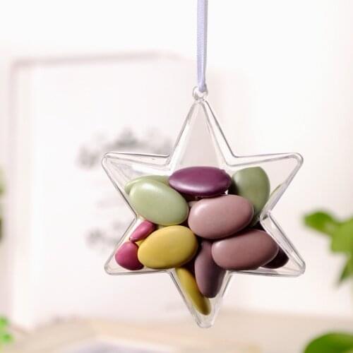 5pcs Diy Christmas Candy Box Christmas Ornament Clear Plastic Ball Christmas Tree Star Water Drop Shape Decorations Candy Box