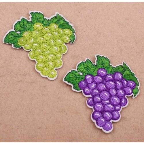50pcs/lot Crystal Grape Fruit Embroidery Patches Letters Clothing Decoration Accessories Diy Iron Heat Transfer Applique