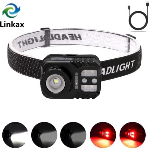 Body Motion Sensor Headlamp COB XML-L2 LED Head Light Lamp by Rechargeable Battery LED Smart Light for camping fishing