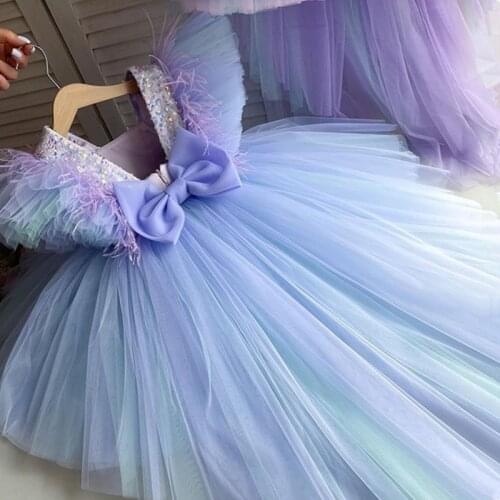 Elegant Kids Dresses For Party Wedding Dress Sequins Children Pageant Gown Tulle Dress for Girls vestidos de fiesta de noche