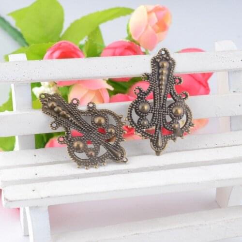 MIAOCHI 100Pcs Bronze Tone Filigree Wraps Connectors Metal Crafts Gift Decoration DIY Findings 27x41mm J0546