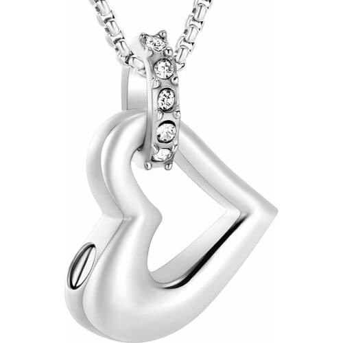 K001 Hollow Heart Cremation Jewelry for Ashes Stainless Steel Keepsake Pendant Holder Ashes Memorial Urn Necklace for Men Women