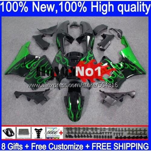 Body For HONDA CBR900RR CBR919RR 110MC.27 CBR 919RR CBR900 RR green flames CBR 919 RR CC 900RR 1998 1999 CBR919 RR 98 99 Fairing