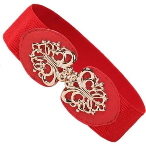 Hot Sale Fashion Women PU Black Stretch Waistbands Wide Elastic Waist Belts Dress Apparel Accessories Cinturon Mujer