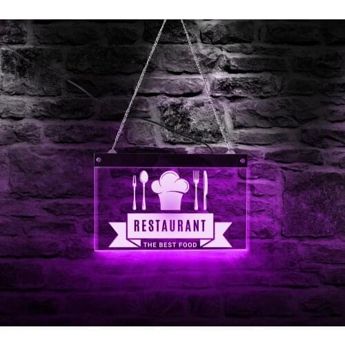 THE BEST FOOD Restaurant Logo Design Custom LED Neon Sign Cooking LED Business Sign Corporate Logo Lighting Art Kitchen Decor