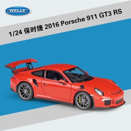 Welly 1:24 Diecast alloy sport car model toys For Porscheda 911 GT3 RS 2016 with Steering wheel control with Box For Kid Gift
