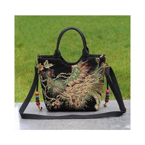 Fashion national embroidery women small shopping handbag!Nice animal embroidered lady Day clutches All-match Canvas shoulder bag