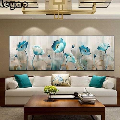 Blue Flowers Abstract Diamond Painting Set Flowers Diamond Mosaic Cuadros Wall Art Pictures For Living Room Home Decoration