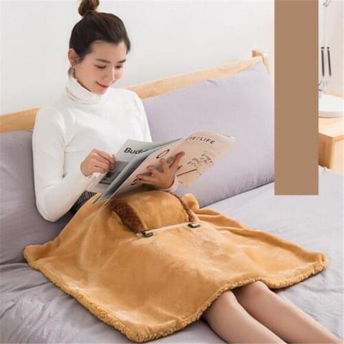 Knee Cover Shawl Plush Flannel USB Powered Portable Electric Warming Adjustable with Pocket Home Office Hanging Heating Blanket