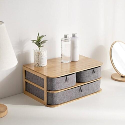 Desktop Storage Box Office Waterproof Storage Multilayer Drawers Bamboo Wood organizer