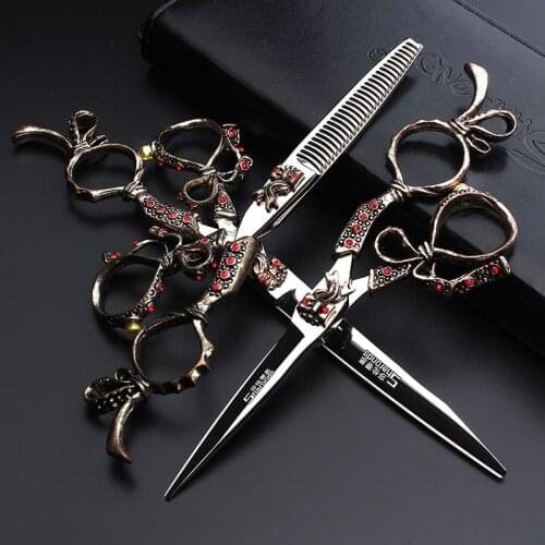 6/7 inch Barber Shop cut and thin retro hairdressing scissors special hairdressing scissors anti-slip rust resistant scissors