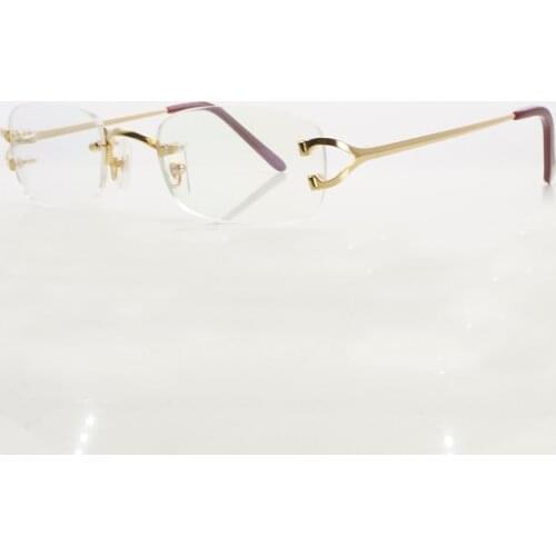 Vintage Eye Glasses For Women Metal Clear Rimless Optical Glasses Frame Carter Womens Eyeglasses Designer Brand Men Accessories