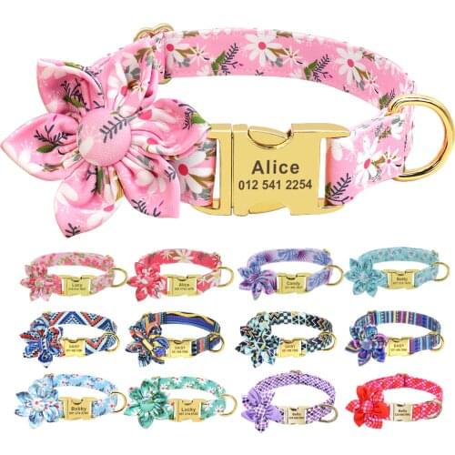 Fashion Printed Dog Collar Personalized Nylon Dog Collar Custom Pet Puppy Cat Collars Engraved ID Tag Collars Dog Accessories