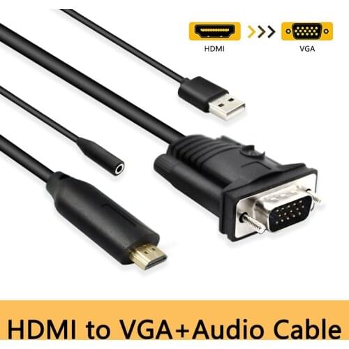 1080P HDMI to VGA Male Cable Converter with Audio out HDMI2VGA for Projector Laptop HDTV