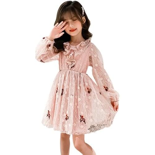 Girls Princess Dress Embroidery Princess Dress For Girls Lace Flower Child Dress Teenage Costumes For Girls