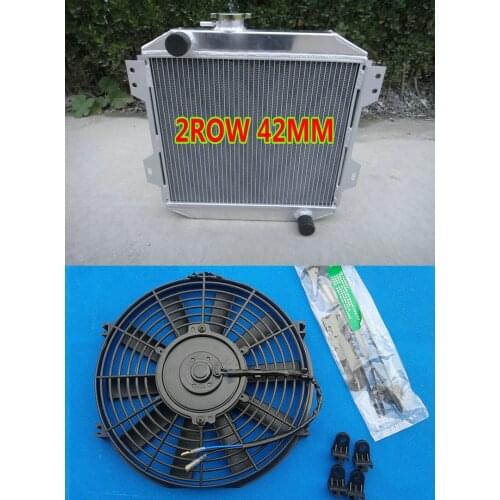 Custom 42MM Aluminum radiator For Ford Capri MK1 MK2 MK3 Kent 1.3L 1.6L / 2.0 Essex /Escort 1.6 & 12" fan