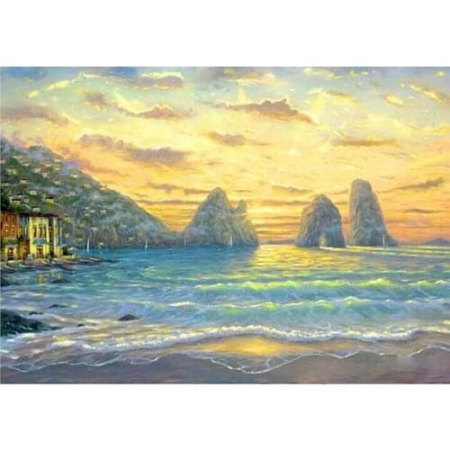 Seaside sunrise Van Gogh scenery Handmade Needlework Embroidery DIY Aida Cross Stitch Kit Crafts 14CT Unprinted Home decoration
