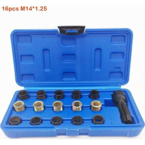 16x Professional Spark Plug Thread Repair Tool Kit M14*1.25 Thread Coil Insert