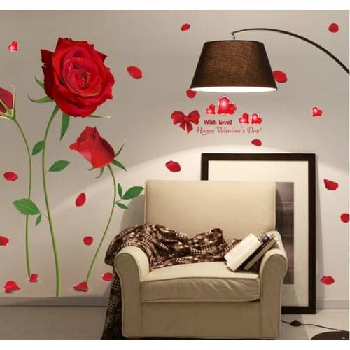 New Removable Red Rose Life Is The Flower Quote Wall Sticker Mural Decal Home Room Art Decor DIY Romantic Delightful 6055