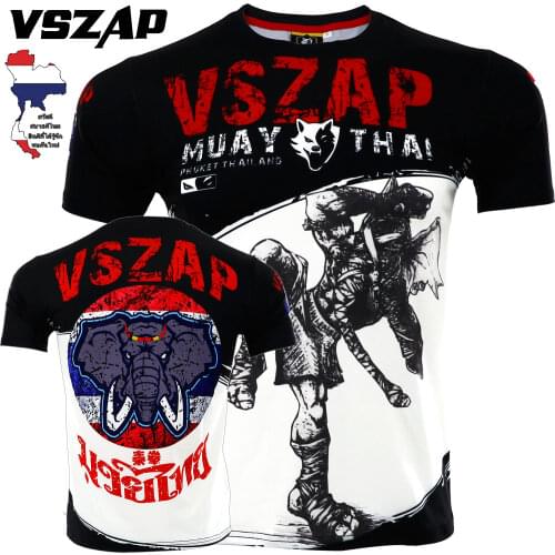VSZAP Muay Thai Training Quick-drying Clothes Stretch Short-sleeved Fitness Sanda T-shirt MMA Sports Jogging Fighting Shirts