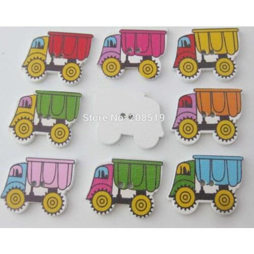 WBNAWA Fashion Buttons wood truck Multicolors 200pcs kids handmade work accessories