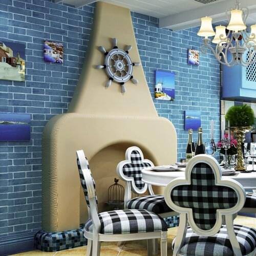 Wellyu Blue Brick Mediterranean Style Non Woven Wallpaper Bedroom Living Room Sofa Background Wallpaper