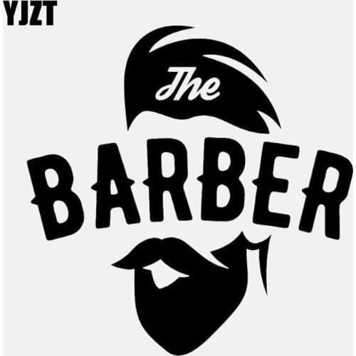 YJZT 12.7CM*12.9CM Barber Shop Salon Moustache Haircut Vinyl Car Sticker Black/Silver C22-0013
