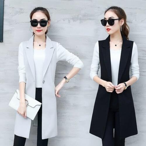 Elegant Suit Vest Women Spring Summer Sleeveless Long Vest Jacket Colete Plus Size 3XL Blazer Vest Coat Women Waistcoat