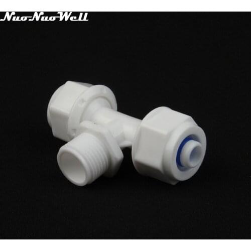 1pc NuoNuoWell POM 1/2" Male Thread to OD 16mm Soft Hose Tee Connector for Water Heater Accessories 0.5 inch Pipe Tube Adapter
