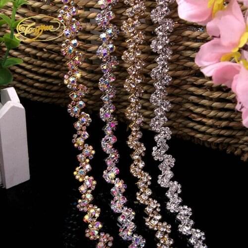 1YD Crystal Clear Colorful Rhinestone Intersperse Wedding Dress Decoration DIY Household Products Decoration Rhinestone Crafts