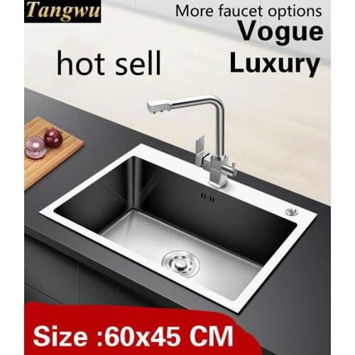Free shipping Apartment high quality kitchen manual sink single trough vogue do the dishes 304 stainless steel hot sell 60x45 CM