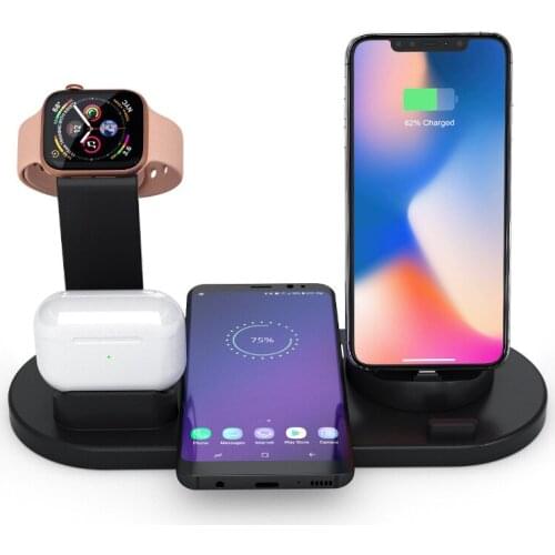 4 in 1 Qi Wireless Charger For iPhone 11 X XS XR 8 10W Type C USB Fast Charging Dock Stand for Apple Watch 5 4 3 2 Airpods