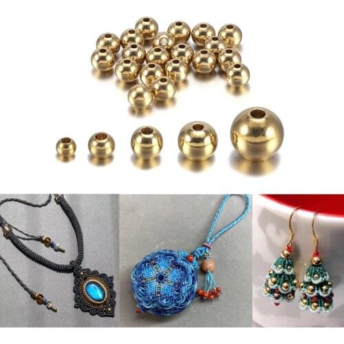 15-100pcs Original Brass Round Ball Space Beads 3/4/5/6/8mm Bracelets Loose Charm Bead for DIY Necklaces Jewelry Making Beads