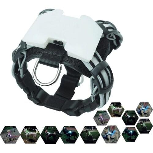 CC Simon Led Dog Harness 7 in 1 color dog harness and leash for large dogs