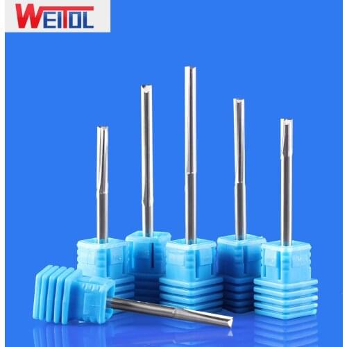 WeiTol 1/8 Inch Shank Two Flutes Router Bits Wood Cutting Tools Carbide Straight Bits